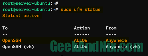 Checking UFW status on Ubuntu Server