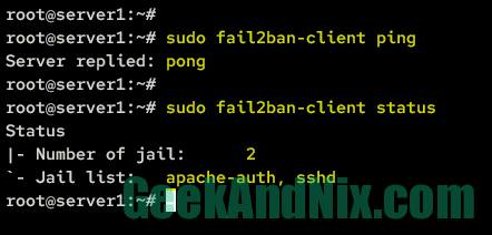 Checking fail2ban status via fail2ban-client on Ubuntu
