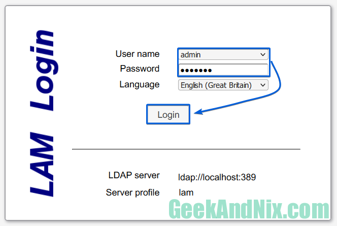 Logging in to LAM (LDAP Account Manager) using OpenLDAP admin user