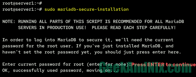 Configuring MariaDB via mariadb-secure-installation
