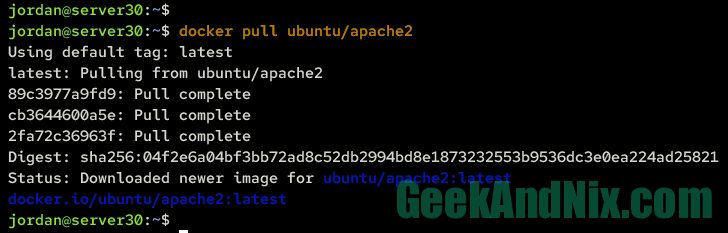 Downloading Docker image ubuntu/apache2 from Docker Registry