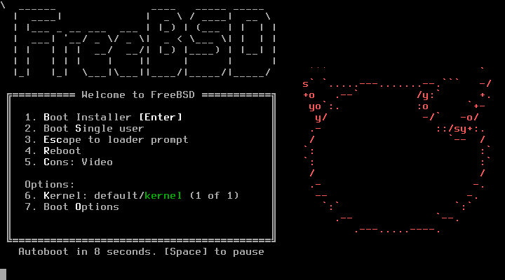 Boot up to FreeBSD installer