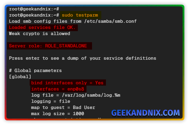 Testing Samba configuration