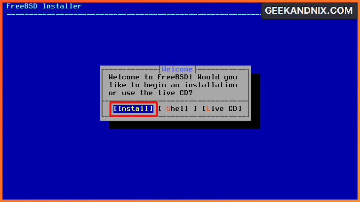 Welcome message from bsdinstall