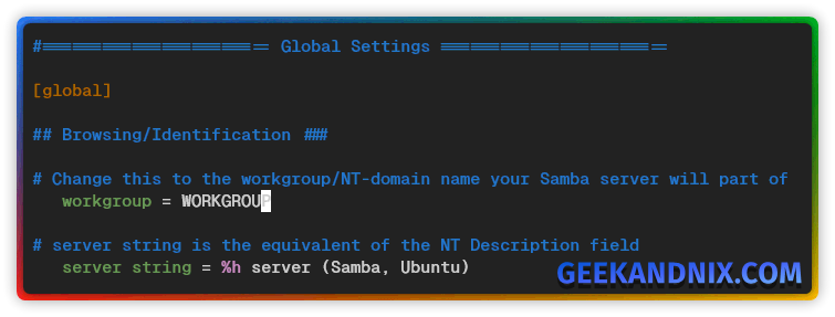 Setting up default WORKGROUP