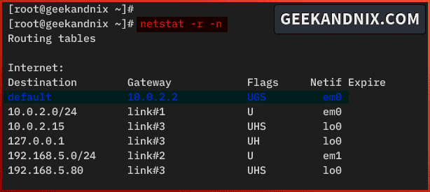 Checking default gateway on FreeBSD
