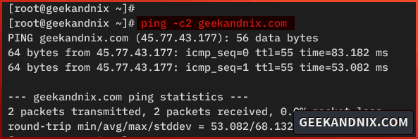 Testing internet connection via ping