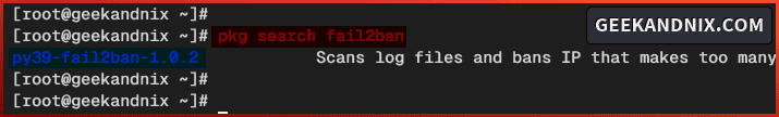 Search package for fail2ban