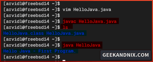Creating, compiling, and running Java Hello World program