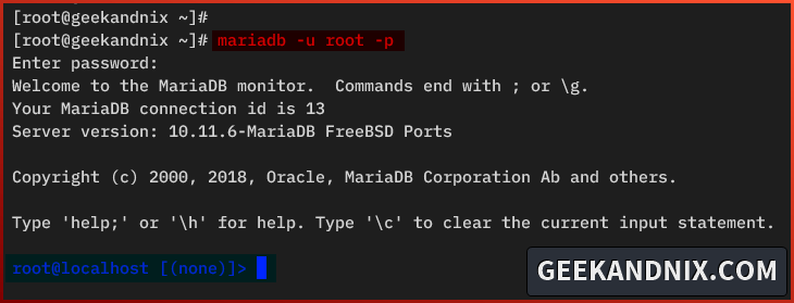 Logging in to MariaDB Server using mariadb client