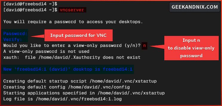 Initializing VNC server configuration
