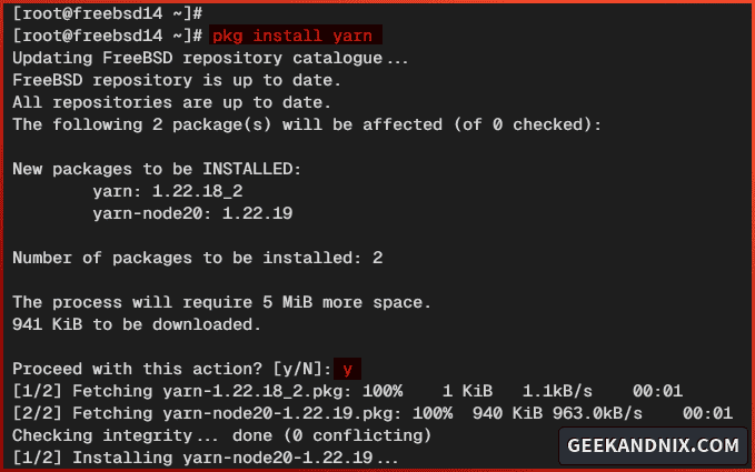Installing Yarn Node.js Package Manager on FreeBSD