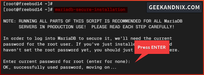 Securing MariaDB using mariadb_secure_installation