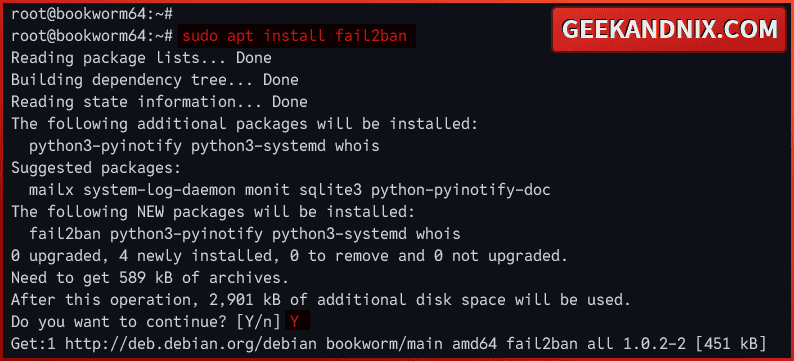 Installing fail2ban on Debian