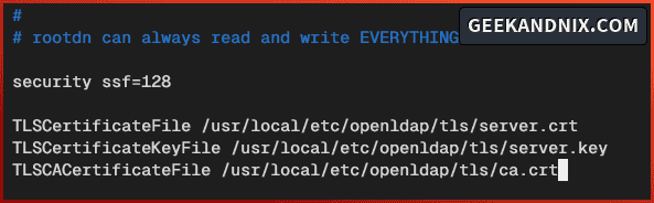 Enable OpenLDAP via TLS or LDAPS implementation