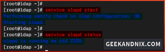 Start and verify slapd service