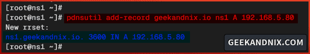 Adding A record for name server