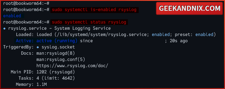 Checking rsyslog service