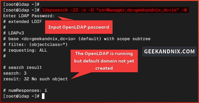 Checking available objects in the OpenLDAP server