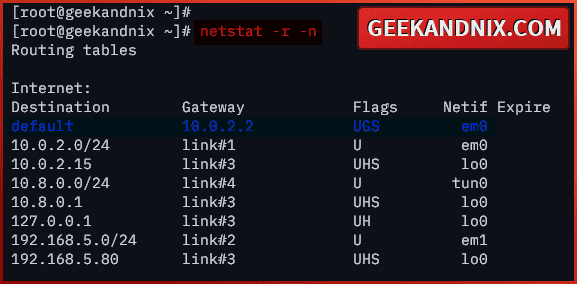 Checking default gateway