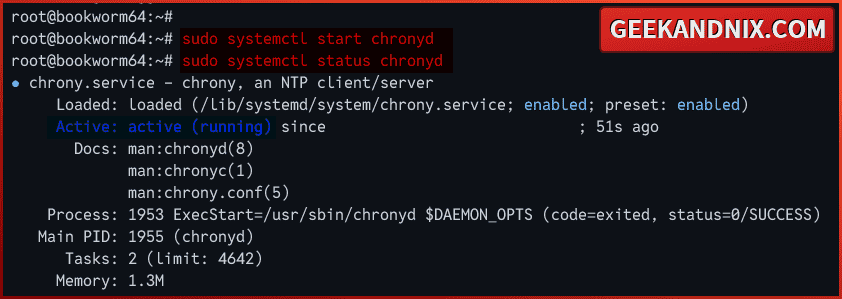 Checking chronyd service via systemctl utility