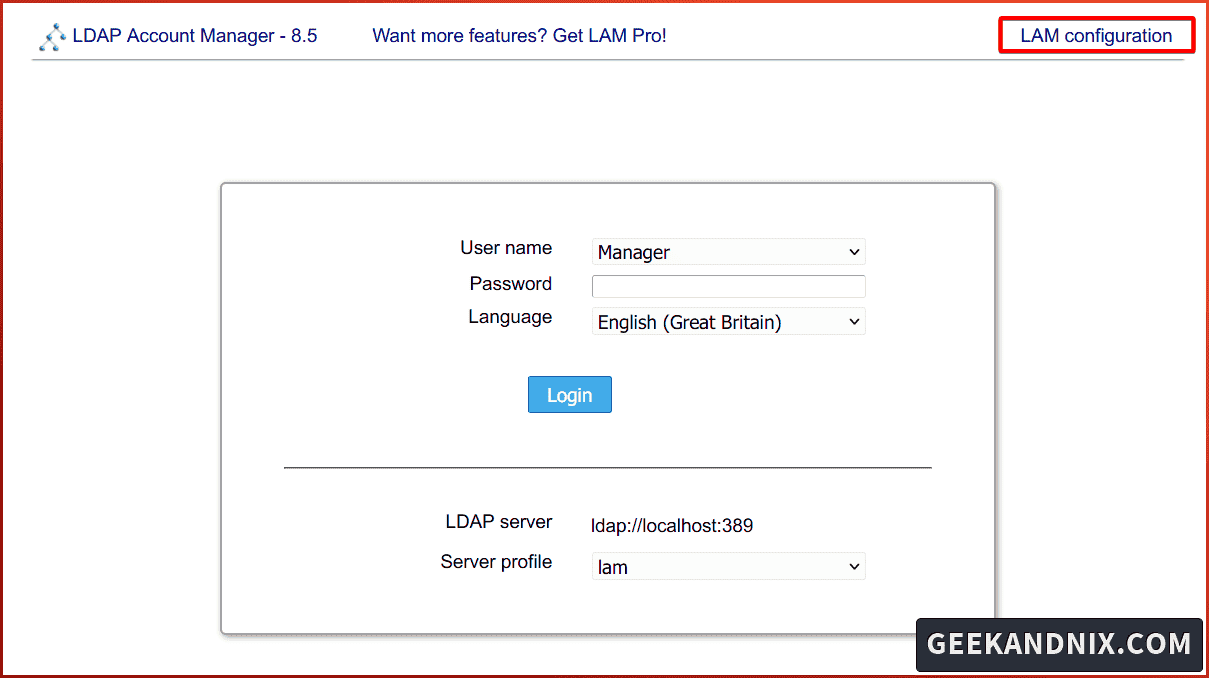 Configuring LAM (LDAP Account Manager)
