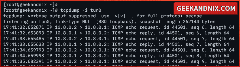 tcpdump - checking connections from OpenVPN client to other client