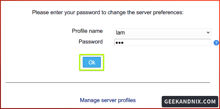 Logging in to LAM with default username and password lam