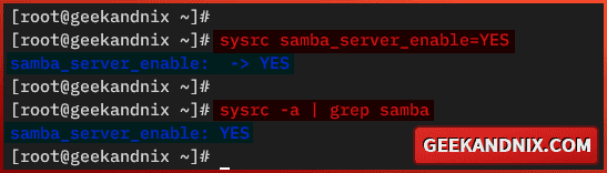 Enable and verify samba_server