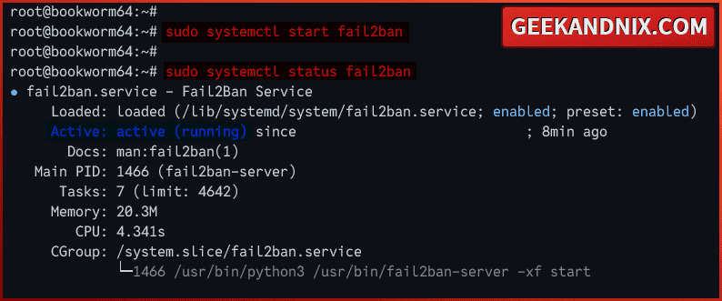 Checking fail2ban service status
