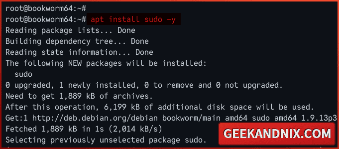 Installing sudo on Debian