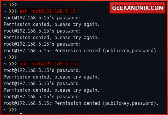 Failed login attempts against SSH server