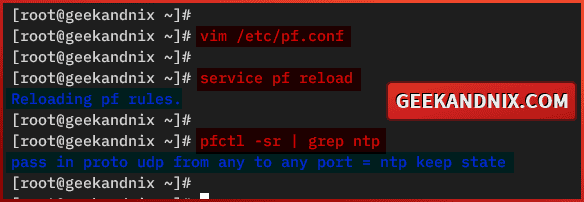 Allowing NTP traffic to FreeBSD server