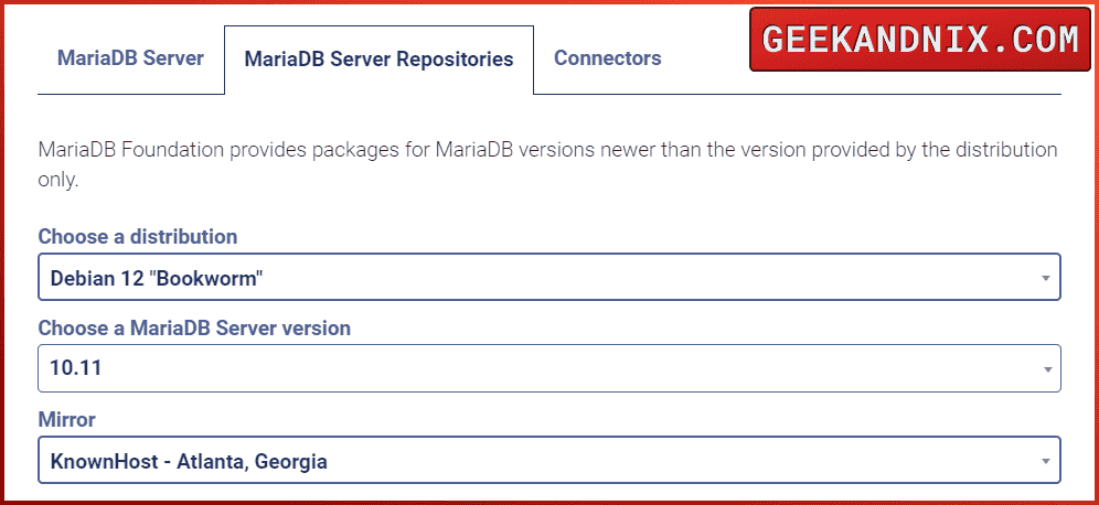 Setting up MariaDB repository for Debian 12