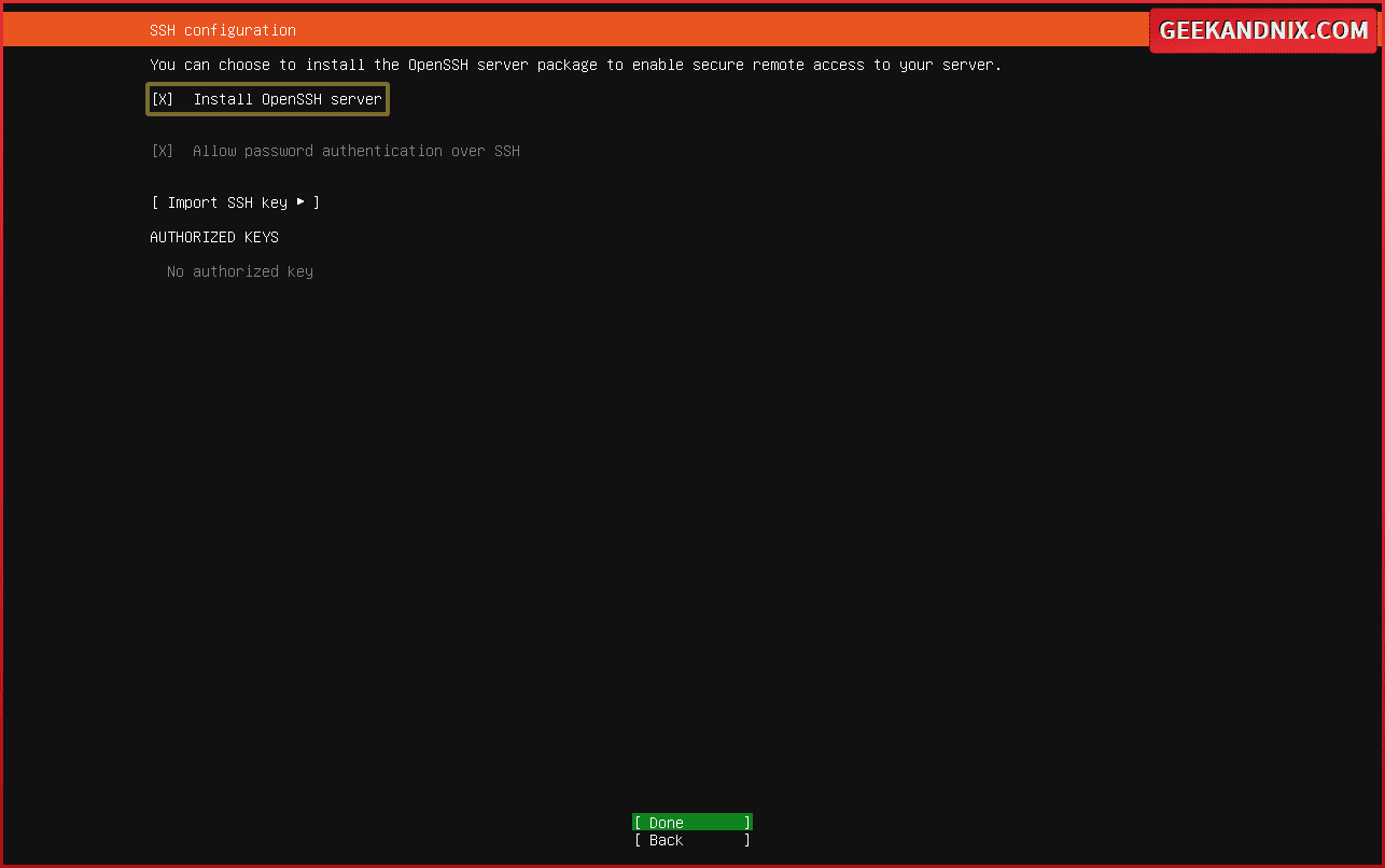 Installing OpenSSH server