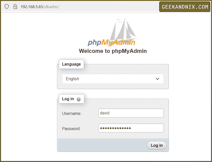 Log in to phpMyAdmin via new URL