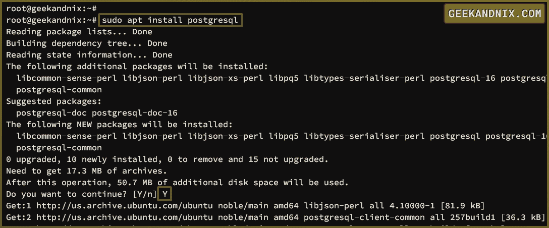 Installing PostgreSQL on Ubuntu 24.04