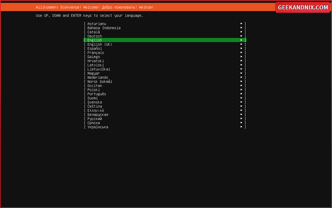 Select default language for Ubuntu server