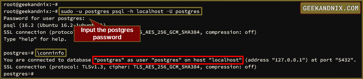 Connecting to PostgreSQL via postgres user with new password