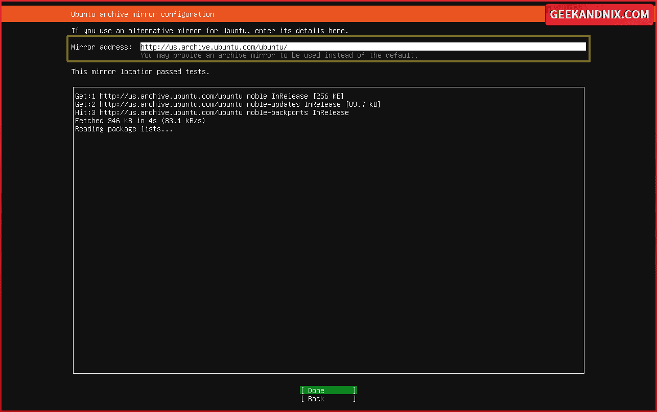 Setting up mirror repository for Ubuntu server