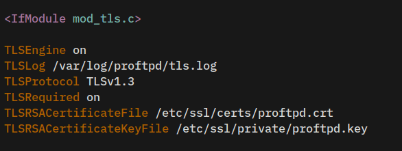 TLS configuration for ProFTPd