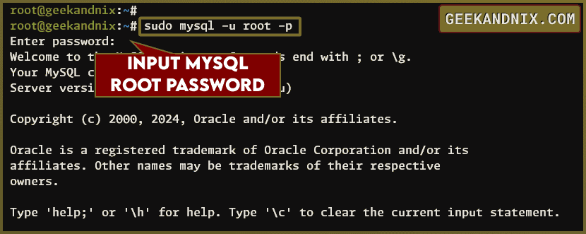 Logging in to MySQL server