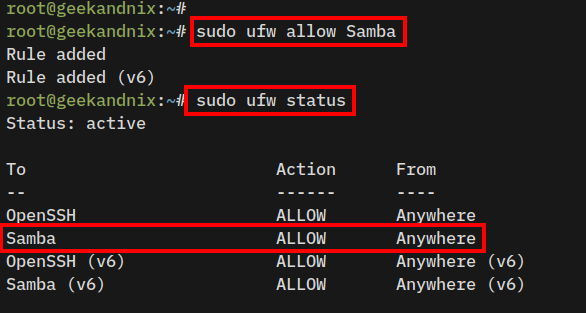 Securing samba with UFW (Uncomplicated Firewall)