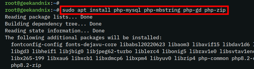 Installing PHP extensions required by phpMyAdmin