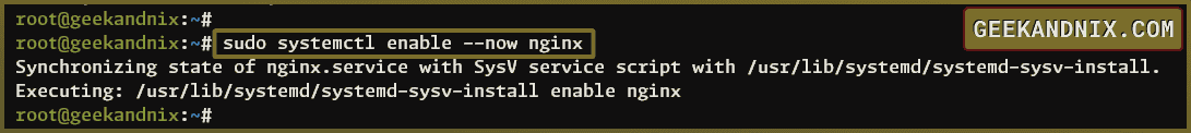Start and enable Nginx service