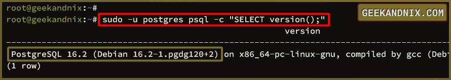 Checking PostgreSQL version from the command line
