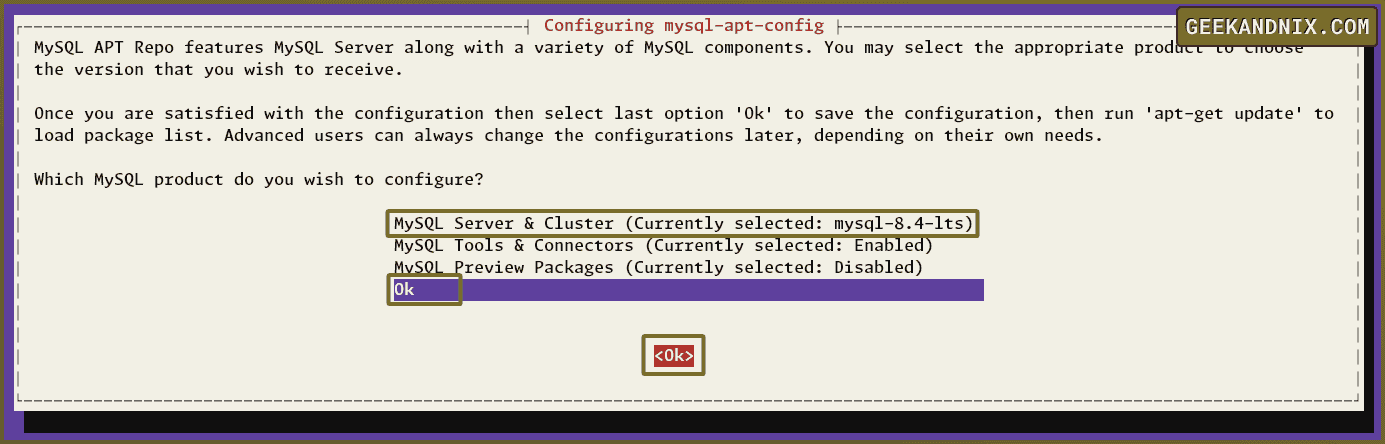Adding MySQL 8.4 LTS repository