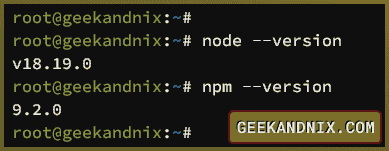 Checking Node.js and NPM version