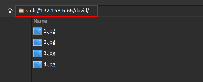 Uploading files to samba shared directory 'david'