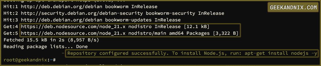 Adding Nodesource repository for Debian